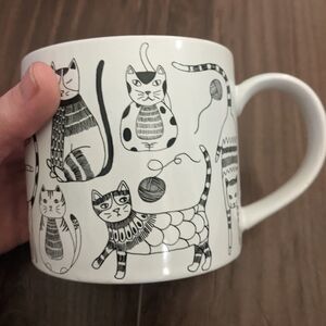 Now Designs - Purr Party Mug Stoneware | 14 oz. | White Mug with Cat Doodles